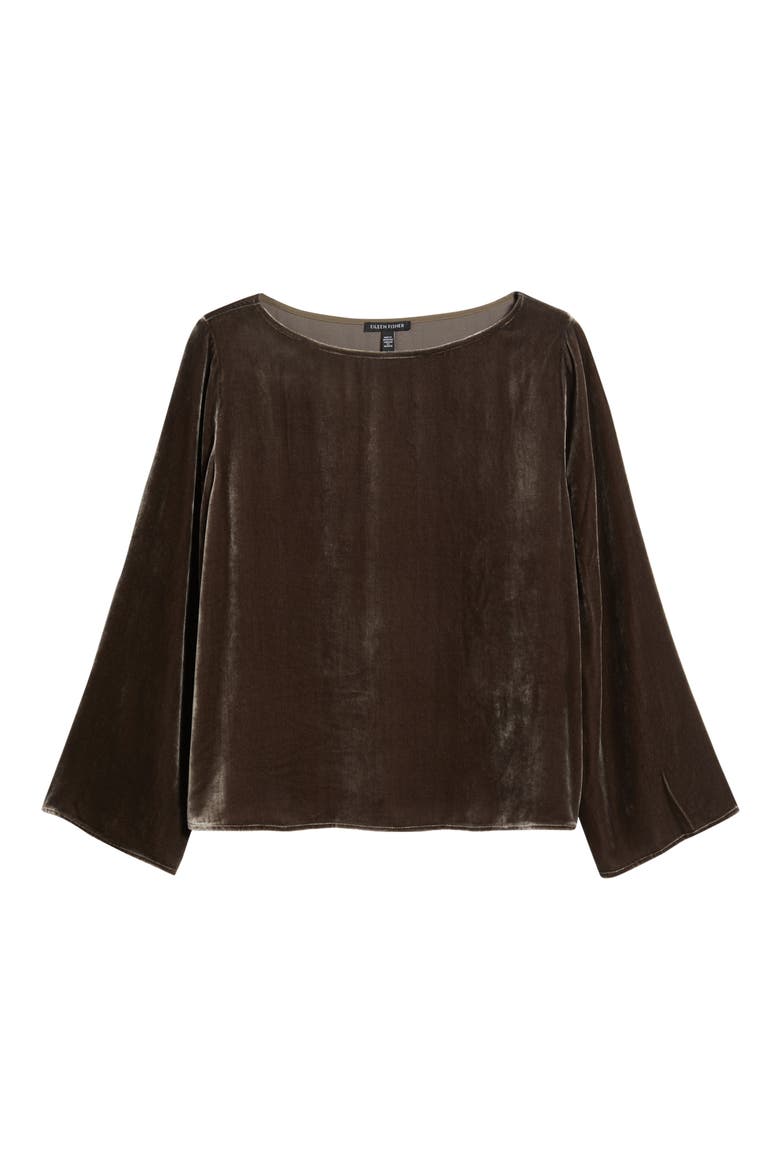 Ballet Neck Flare Sleeve Velvet Top, Alternate, color, RYE