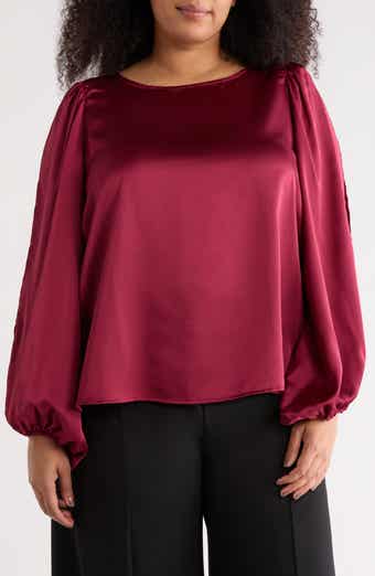 Cutout Long Sleeve Satin Top