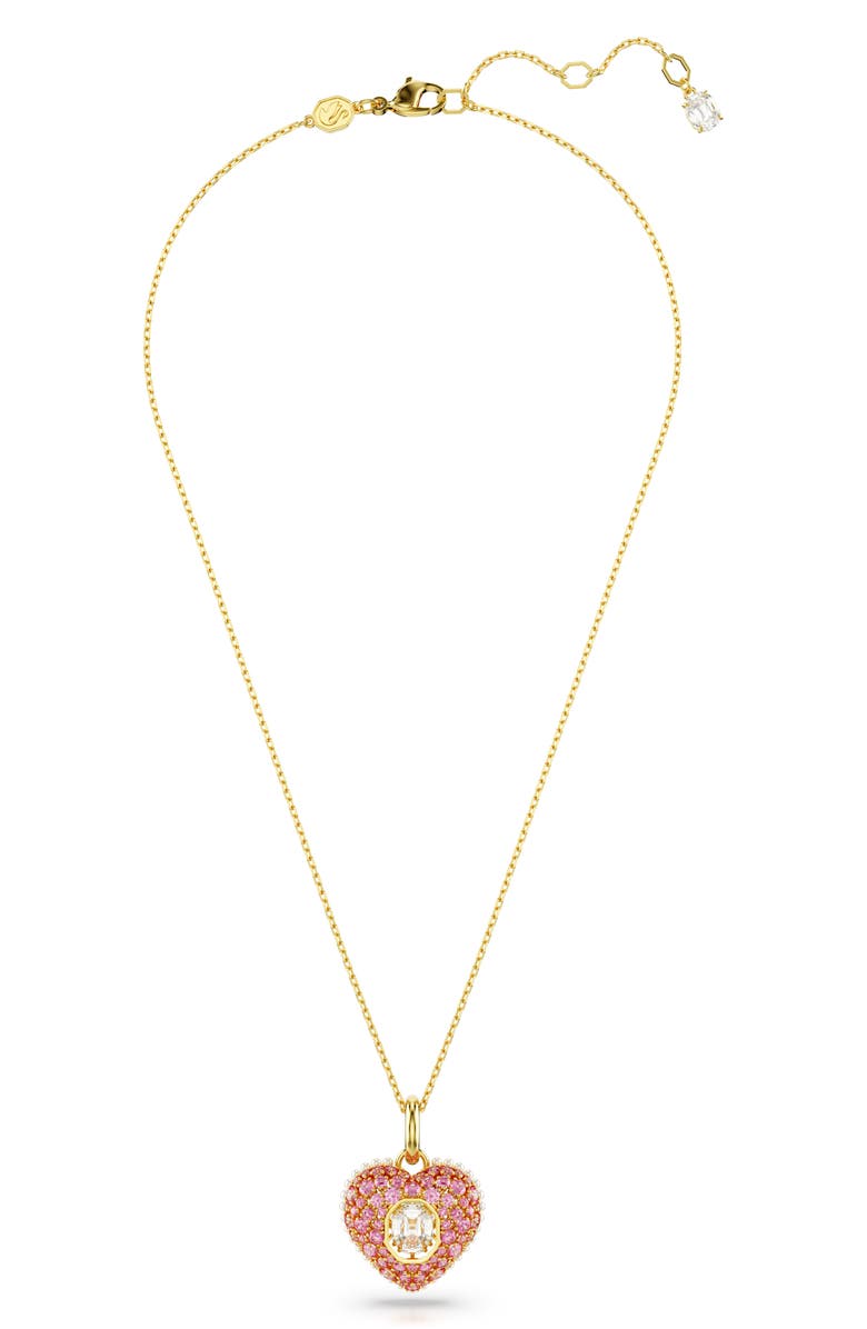 Swarovski Idyllia Crystal, Faux Pearl & Cubic Zirconia Heart Pendant Necklace, Alternate, color, Pink