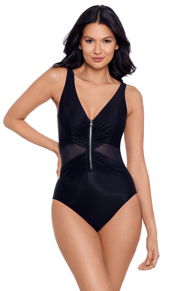 Miraclesuit<sup>®</sup> Network News Vive Underwire One-Piece Swimsuit, Alternate, color, Black