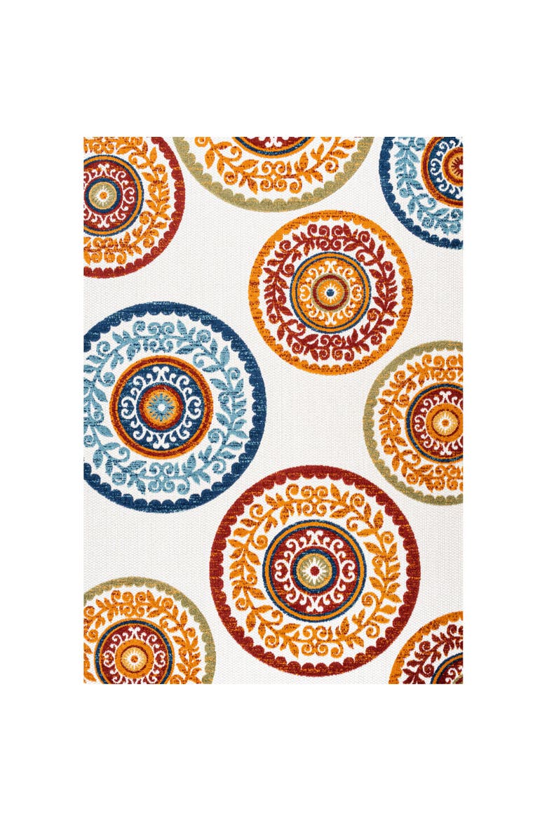 Circus Medallion High-Low Indoor/Outdoor Area Rug, Main, color, Red/Blue