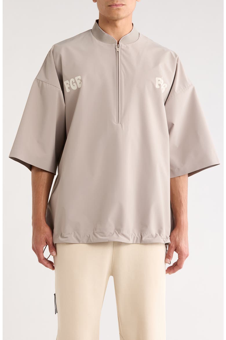 Half Zip Drawstring Hem Baseball Jacket, Main, color, SEAL