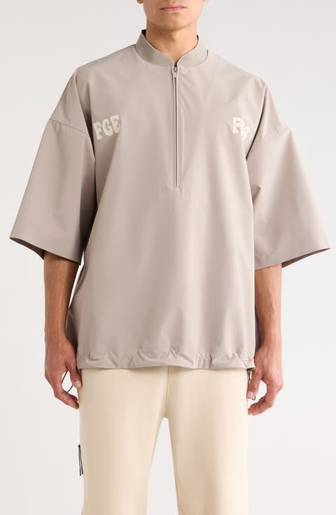 Half Zip Drawstring Hem Baseball Jacket