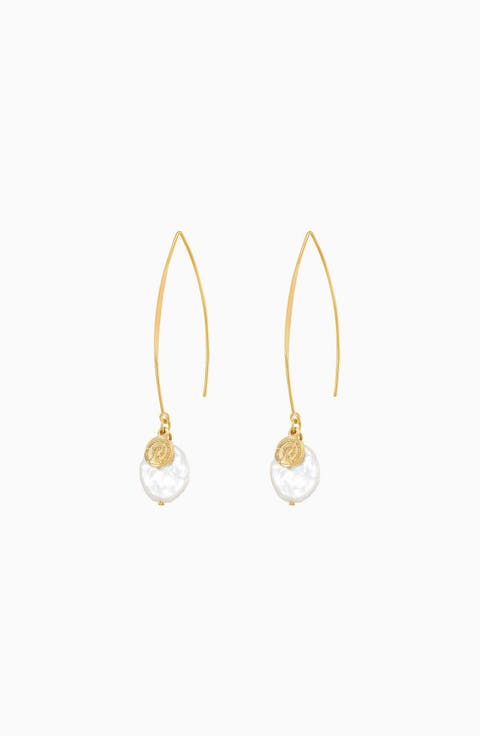 Samara Pearl Earrings Dainty Freshwater Pearl Statement