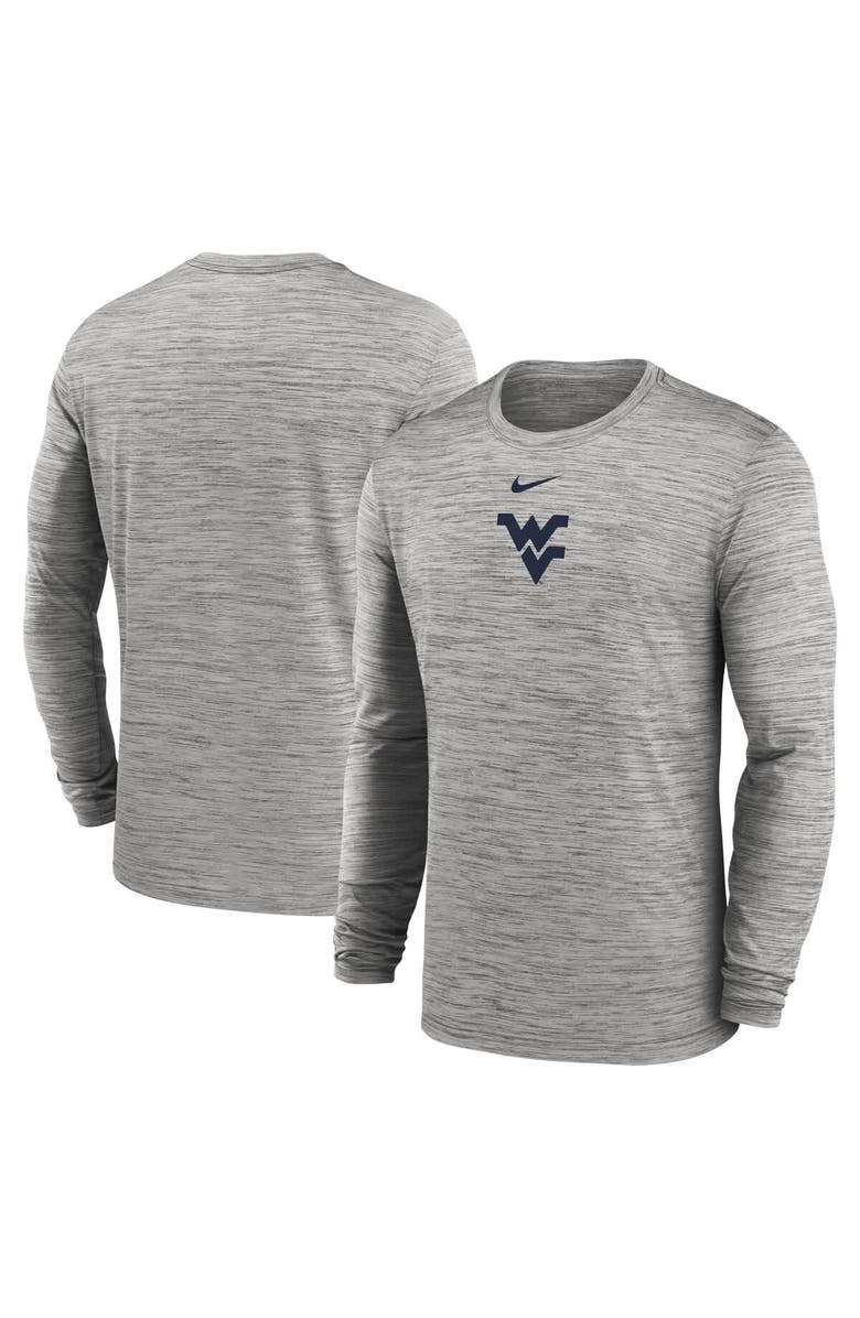 Nike Men's Nike Gray West Virginia Mountaineers 2025 Sideline Velocity Performance Long Sleeve T-Shirt, Alternate, color,