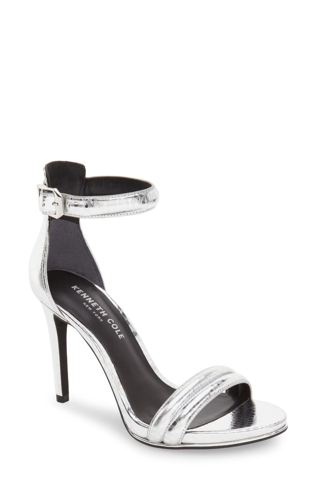 'Brooke' Ankle Strap Sandal, Main, color, SILVER