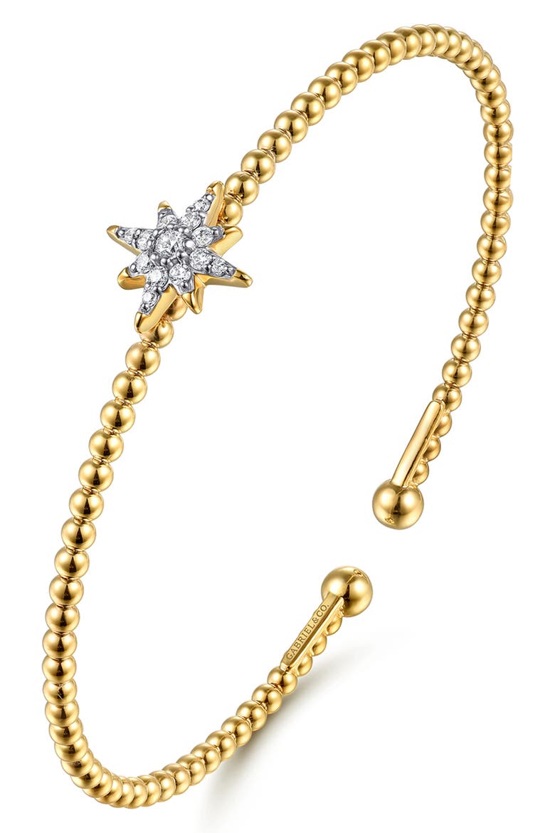 Bujukan 14k Gold Diamond Starburst Cuff Bracelet, Alternate, color, 14K YELLOW GOLD
