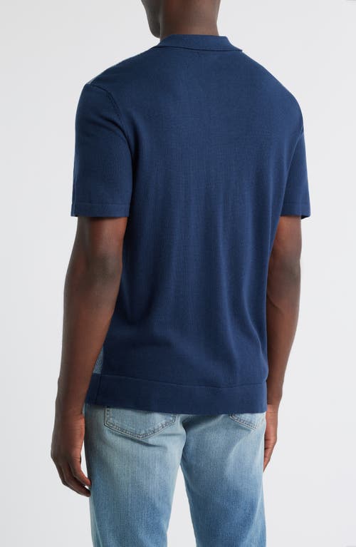 Rails Silas Stripe Knit Cotton Blend Camp Shirt In Blue