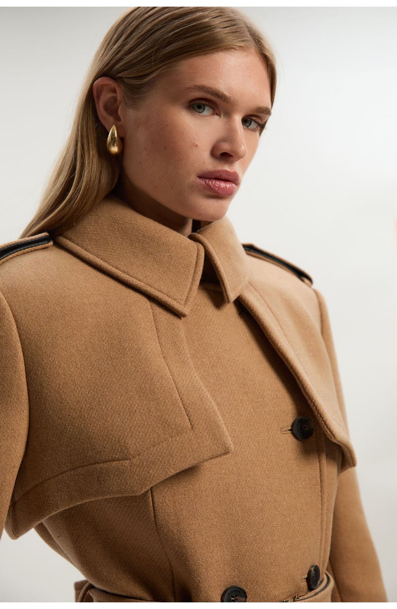 Karen Millen Wool Mix Belted Trench Maxi Coat, Alternate, color, Camel