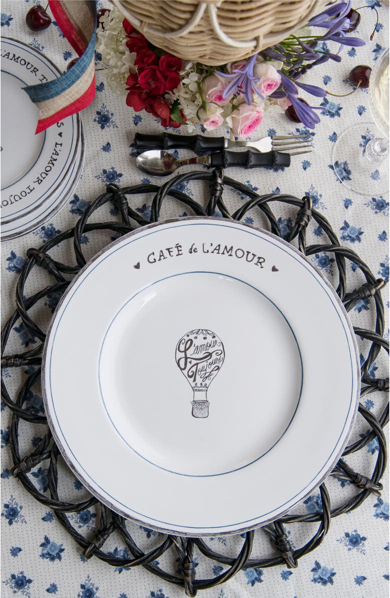 Juliska L'Amour Toujours Dinner Plate, Alternate, color, Whitewash Black