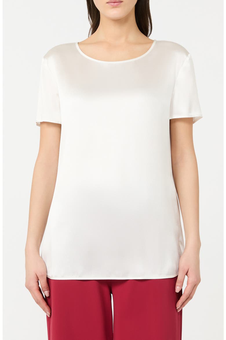 Cortana Stretch Silk Top, Main, color, WHITE