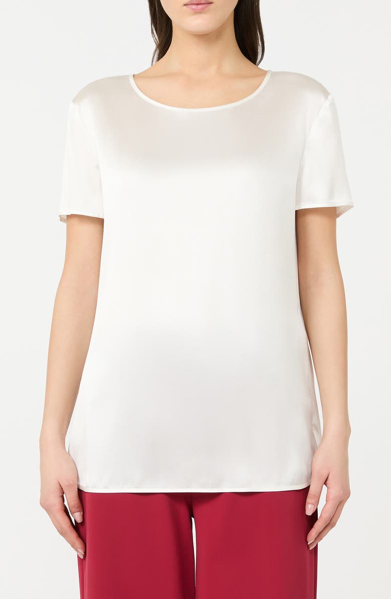 MM by Max Mara Cortana Stretch Silk Top, Main, color, White