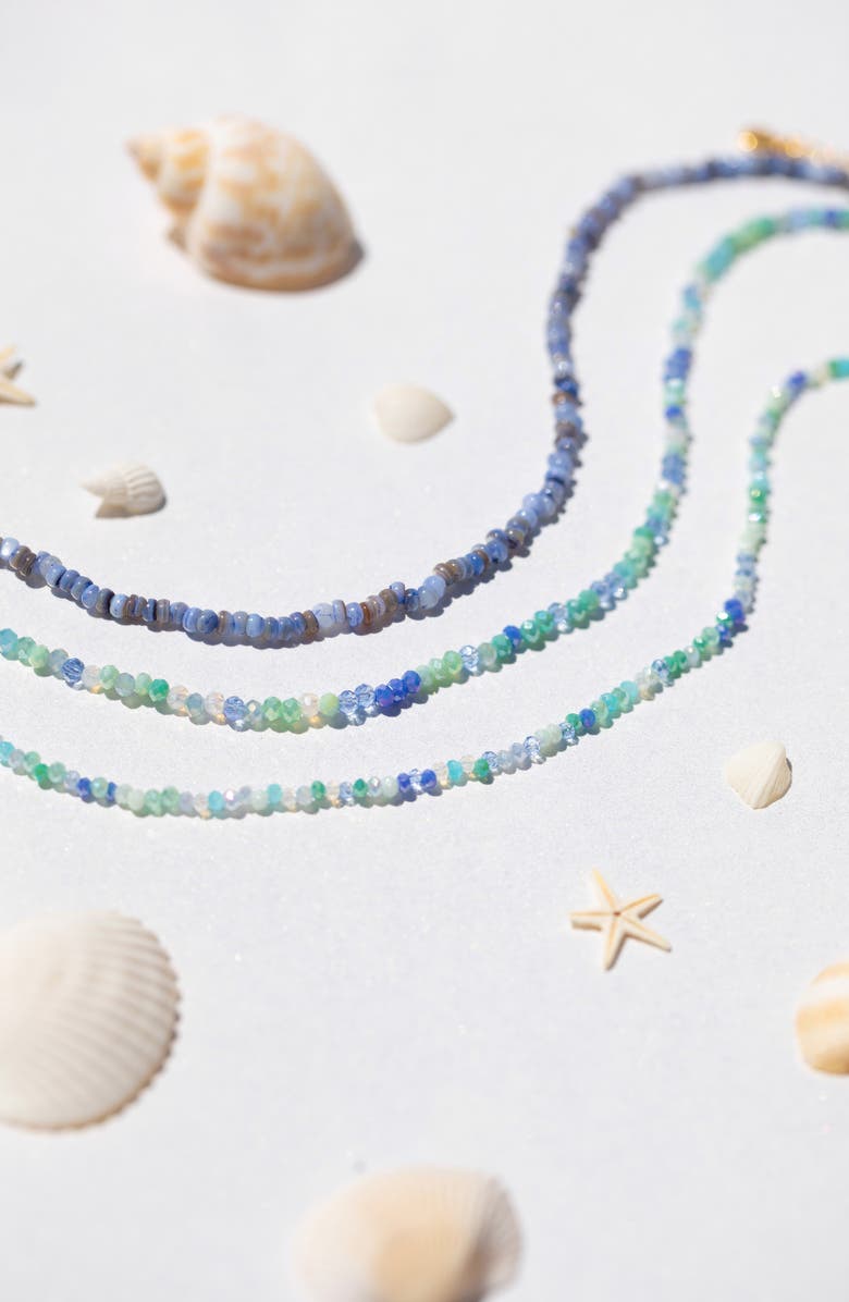 Girls Crew Blue Lagoon Beaded Necklace, Alternate, color, Gold