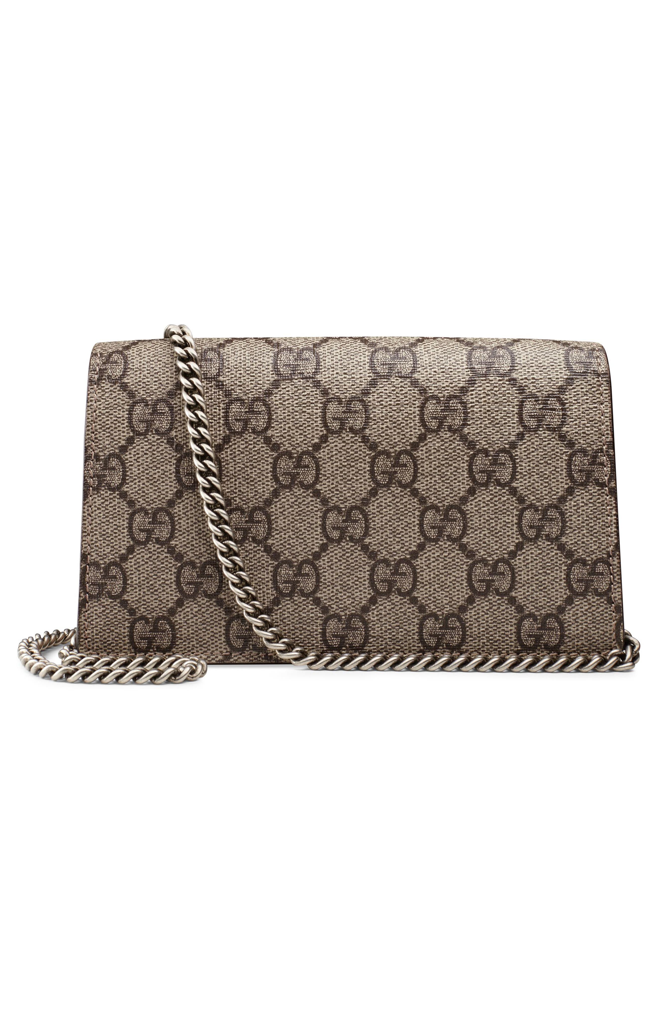 Gucci Super Mini GG Supreme Canvas & Suede Shoulder Bag, Alternate, color, 