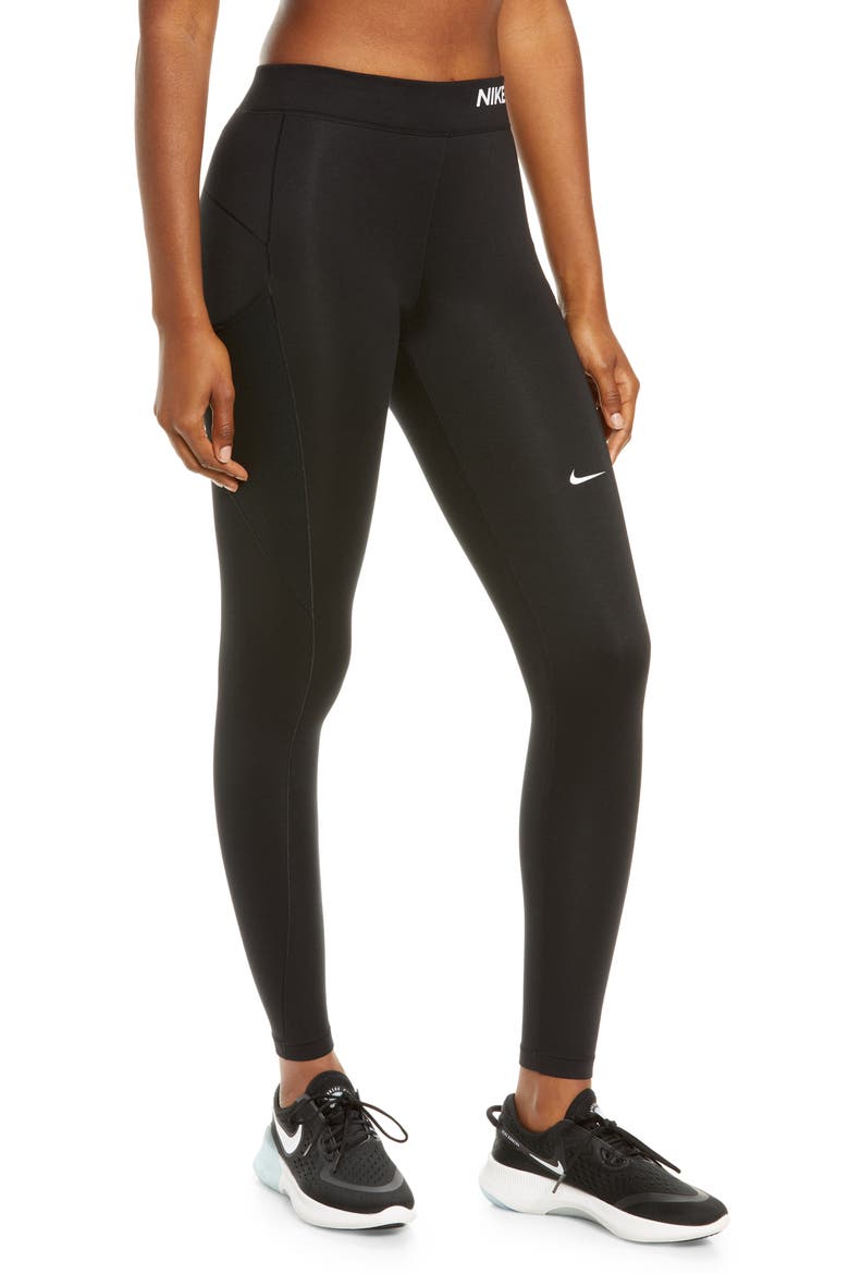 Pro Therma-FIT Mid Rise Pocket Leggings, Alternate, color, BLACK/ WHITE