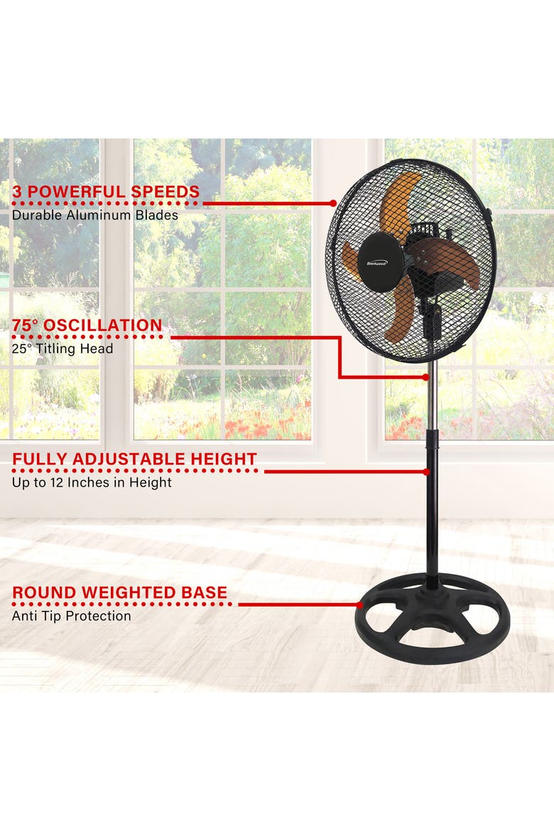 3 Speed 12in Oscillating Stand Fan in Black, Alternate, color, Black