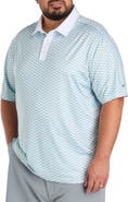 Reebok Big & Tall Contrast-Placket Diamond Printed Polo Shirt