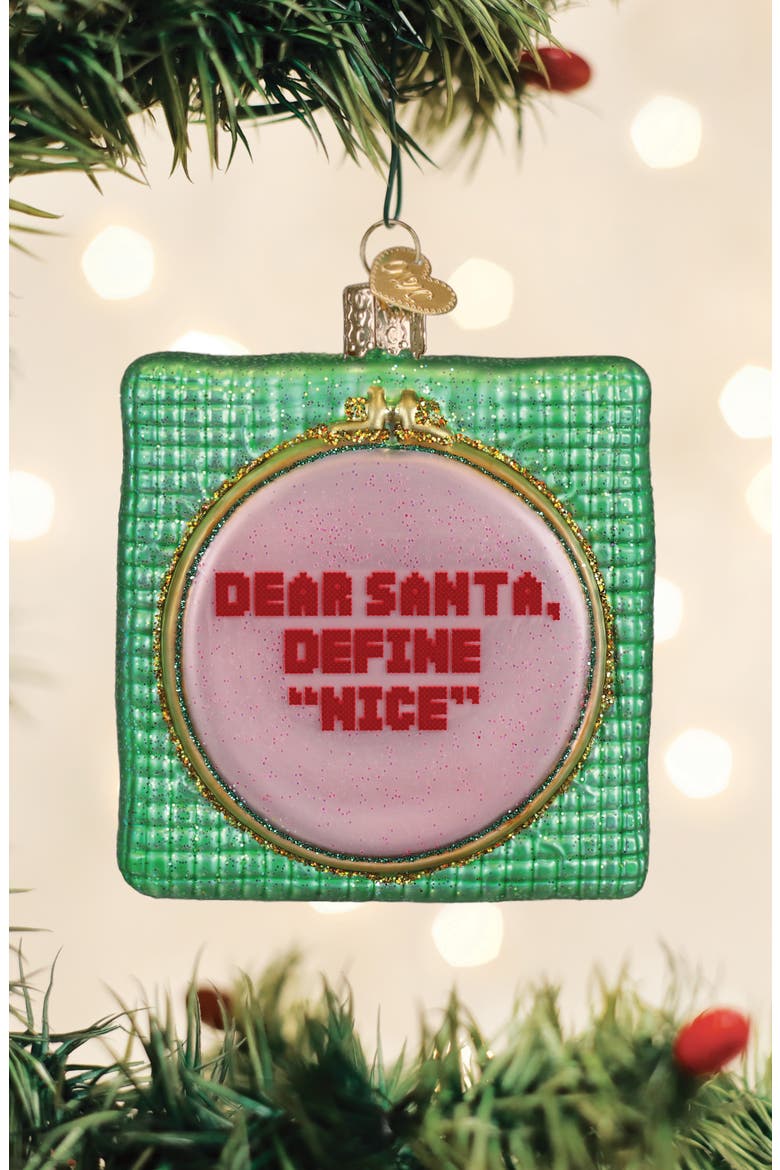 Dear Santa Ornament, Alternate, color, GREEN/ PINK