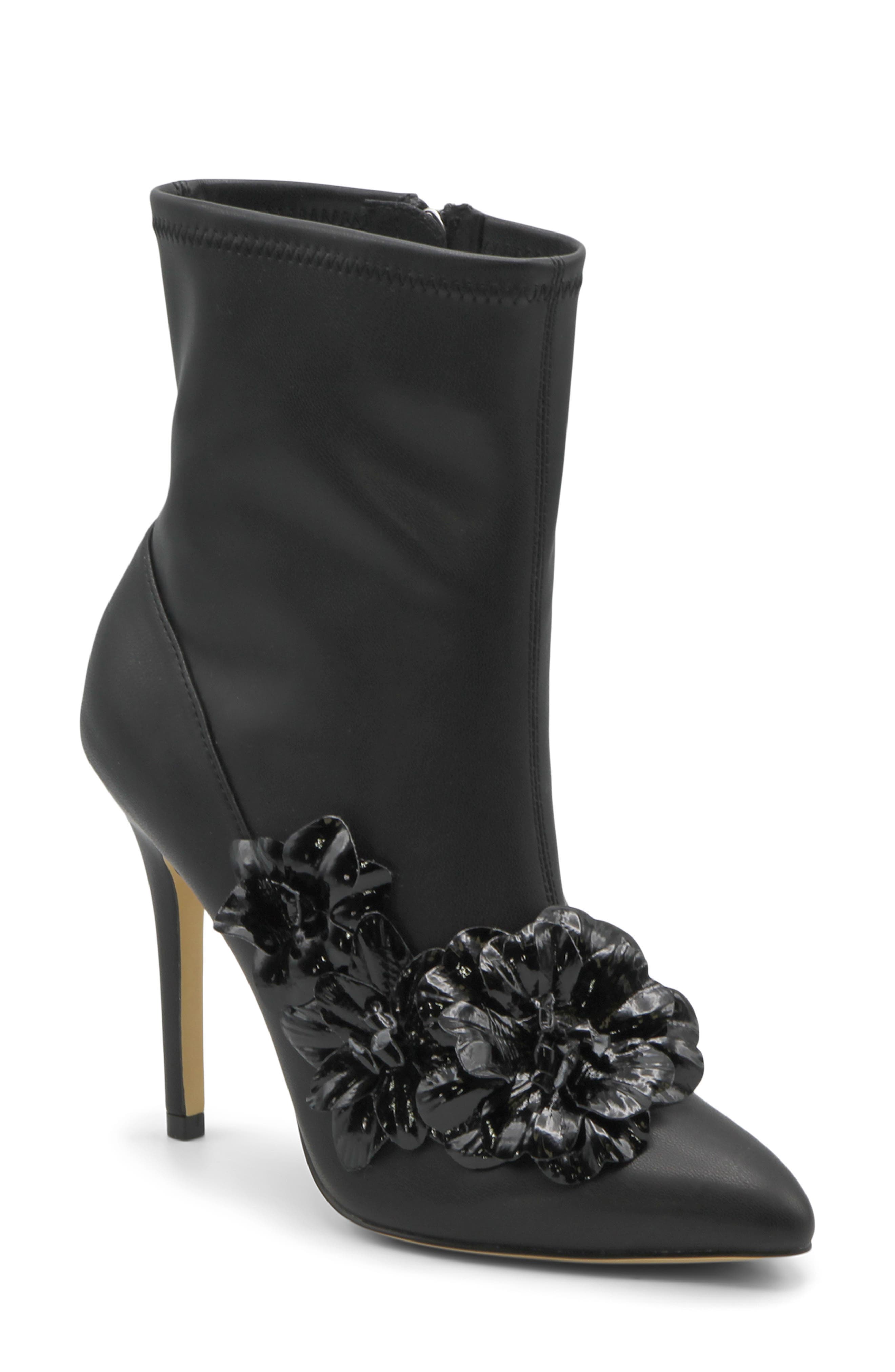 Charles by Charles David Perla Flower Pointed Toe Bootie, Main, color, Black