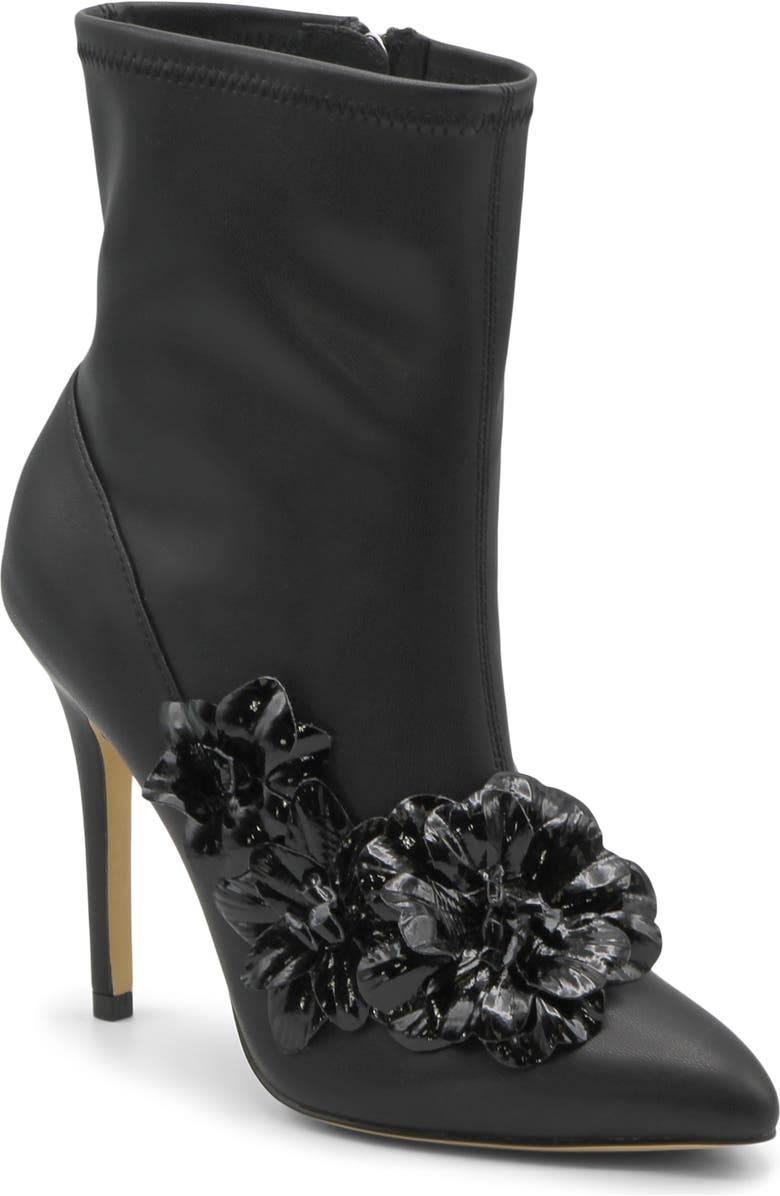Charles by Charles David Perla Flower Pointed Toe Bootie, Main, color, Black