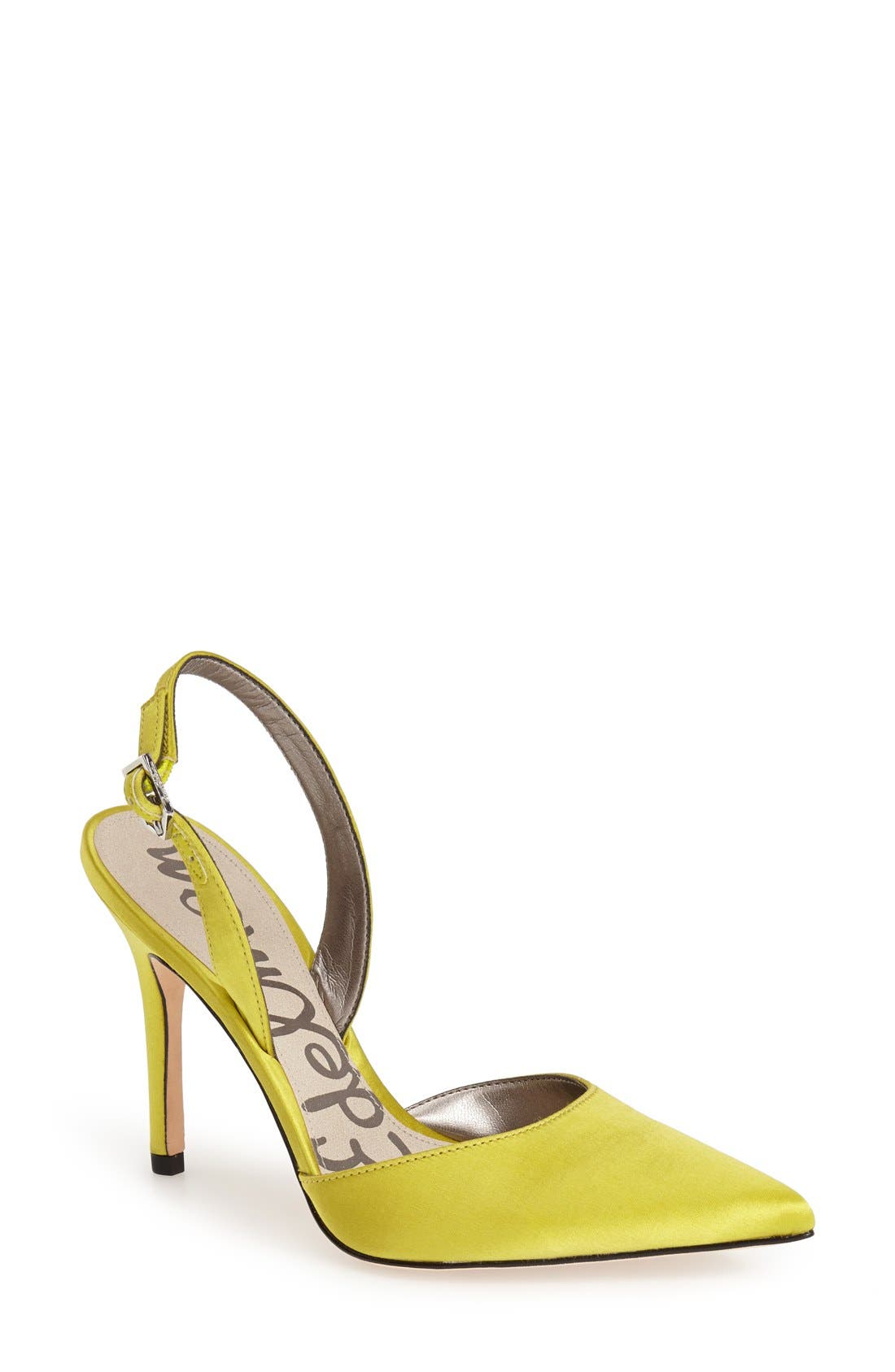 'Dora' Pointy Toe Slingback Pump, Main, color, CHARTREUSE