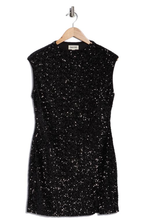 Open Edit Sequin Minidress In Black