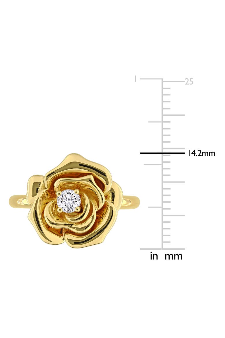 Created White Sapphire Rose Ring, Alternate, color, GOLD