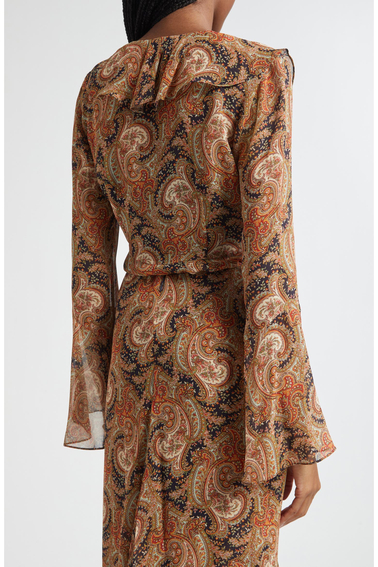 Kyrie Ruffle Bell Sleeve Silk Button-Up Shirt (Women) | Nordstromrack