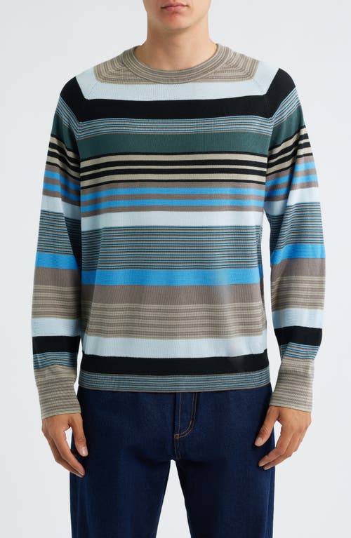 Paul Smith London Stripe Merino Wool Crewneck Sweater In Brown