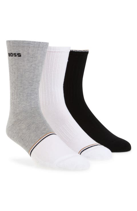 3-Pack Ribbed Crew Socks