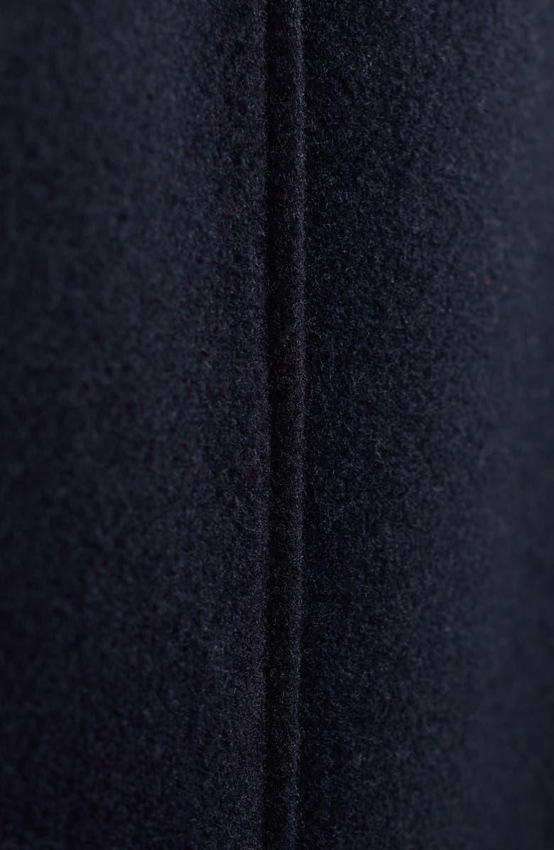 Bugatchi Leather Trim Wool Blend Tweed Peacoat, Alternate, color, Black