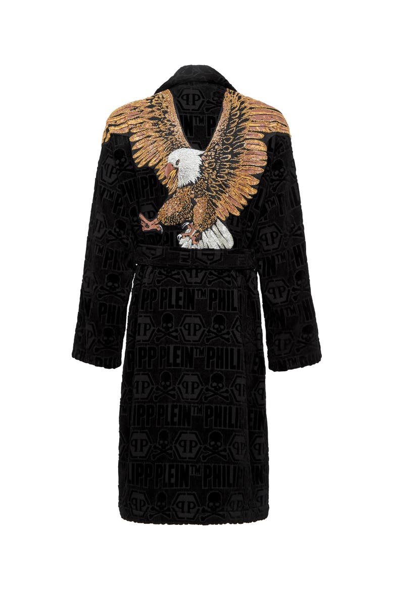 Bathrobe Eagle Unisex, Alternate, color, black/gold