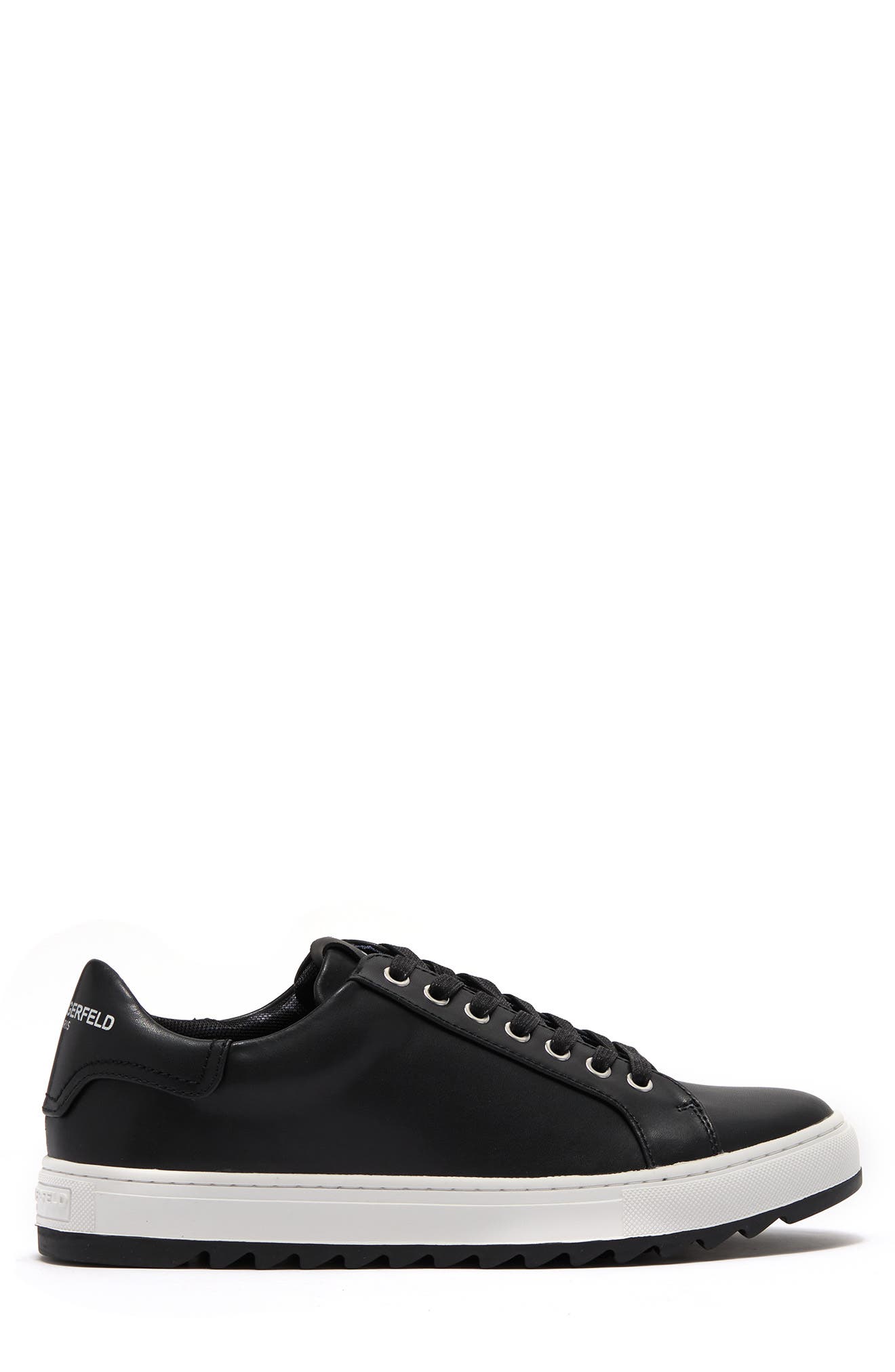 KARL LAGERFELD PARIS Leather Low Top Sneaker, Alternate, color, Black