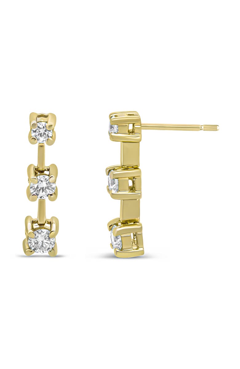 Haus of Brilliance 14K Yellow Gold 1/2 Cttw Round Diamond 3 Stone Stud Earrings, Alternate, color, Yellow