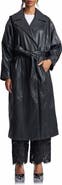 Avec Les Filles Shoulder Pad Faux Leather Long Coat