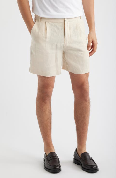 Pleated Linen Shorts