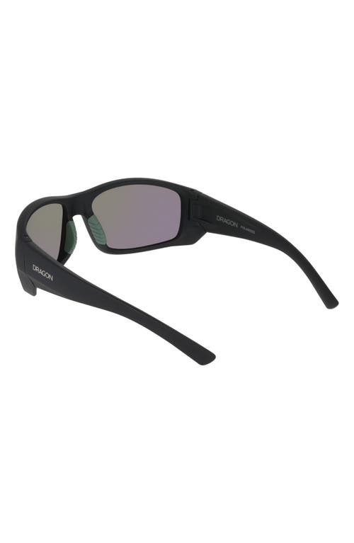 Dragon 64mm Oversize Rectangular Sunglasses In Matte Black/green Mirror