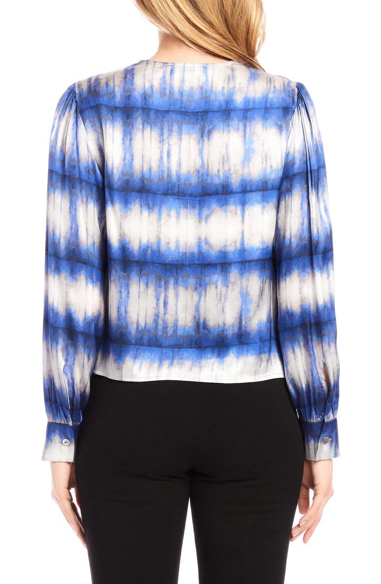 Karen Kane Tie Dye Drape Front Satin Top, Alternate, color, Print