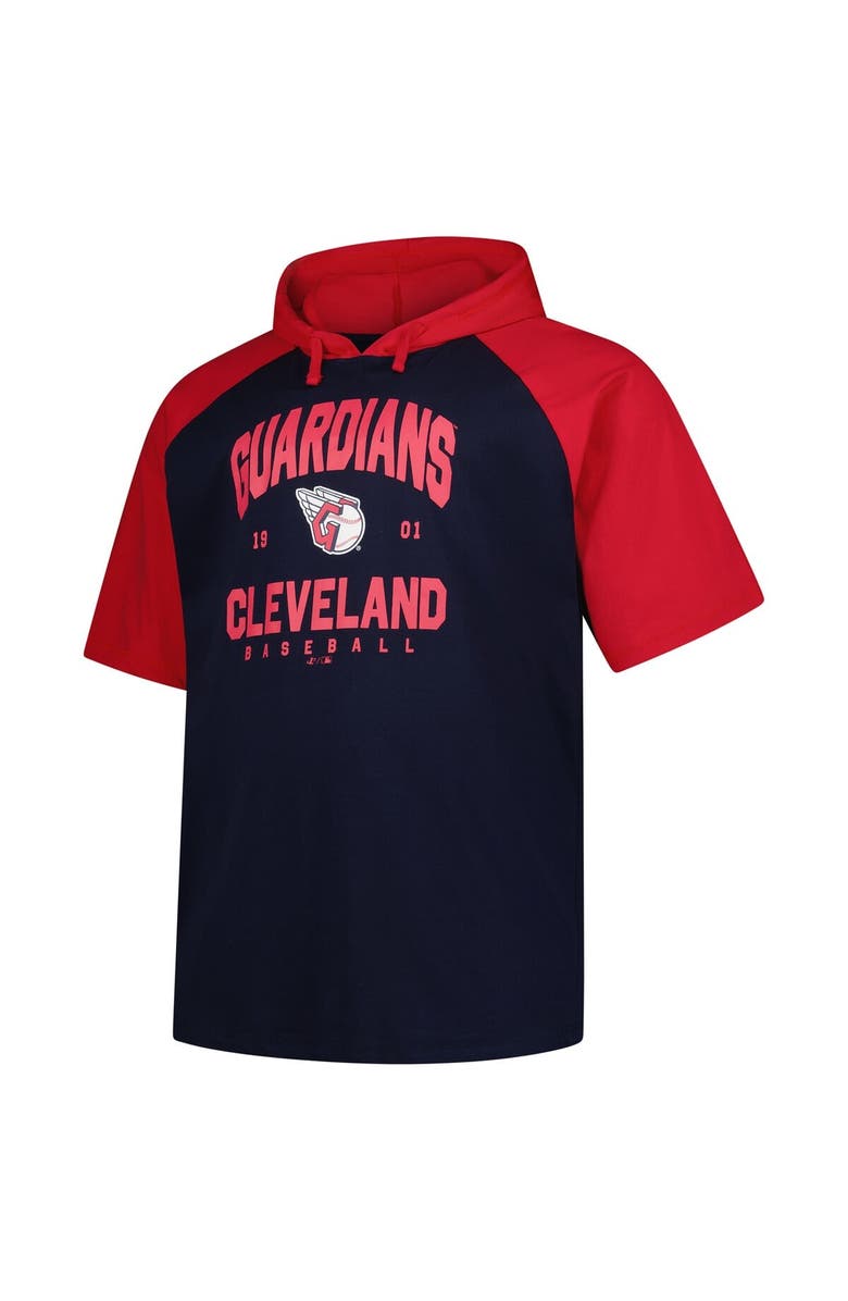 PROFILE Men's Profile Navy Cleveland Guardians Big & Tall Short Sleeve Pullover Hoodie, Alternate, color, Navy