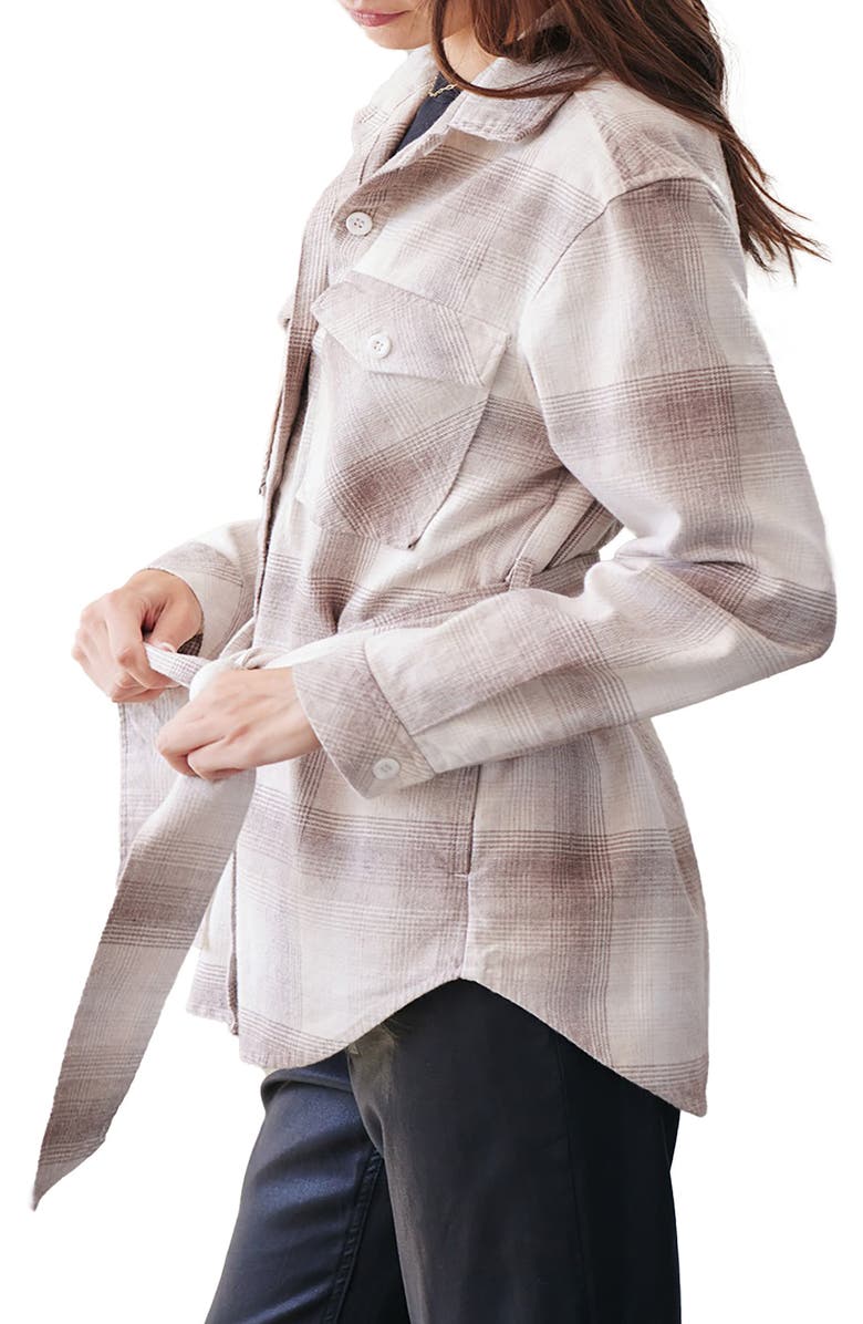 Bella Dahl Plaid Belted Cotton Blend Jacket, Alternate, color, 