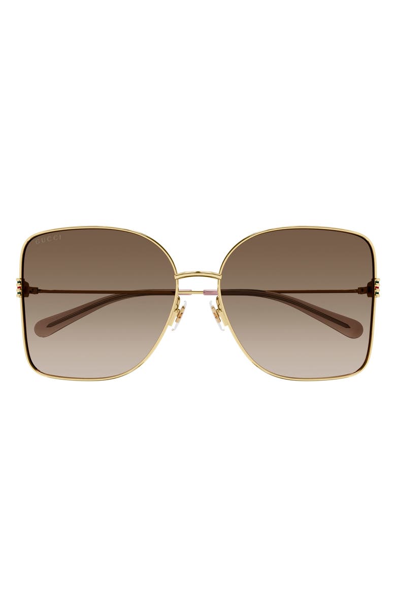 Gucci 62mm Oversized Square Sunglasses, Main, color, Gold
