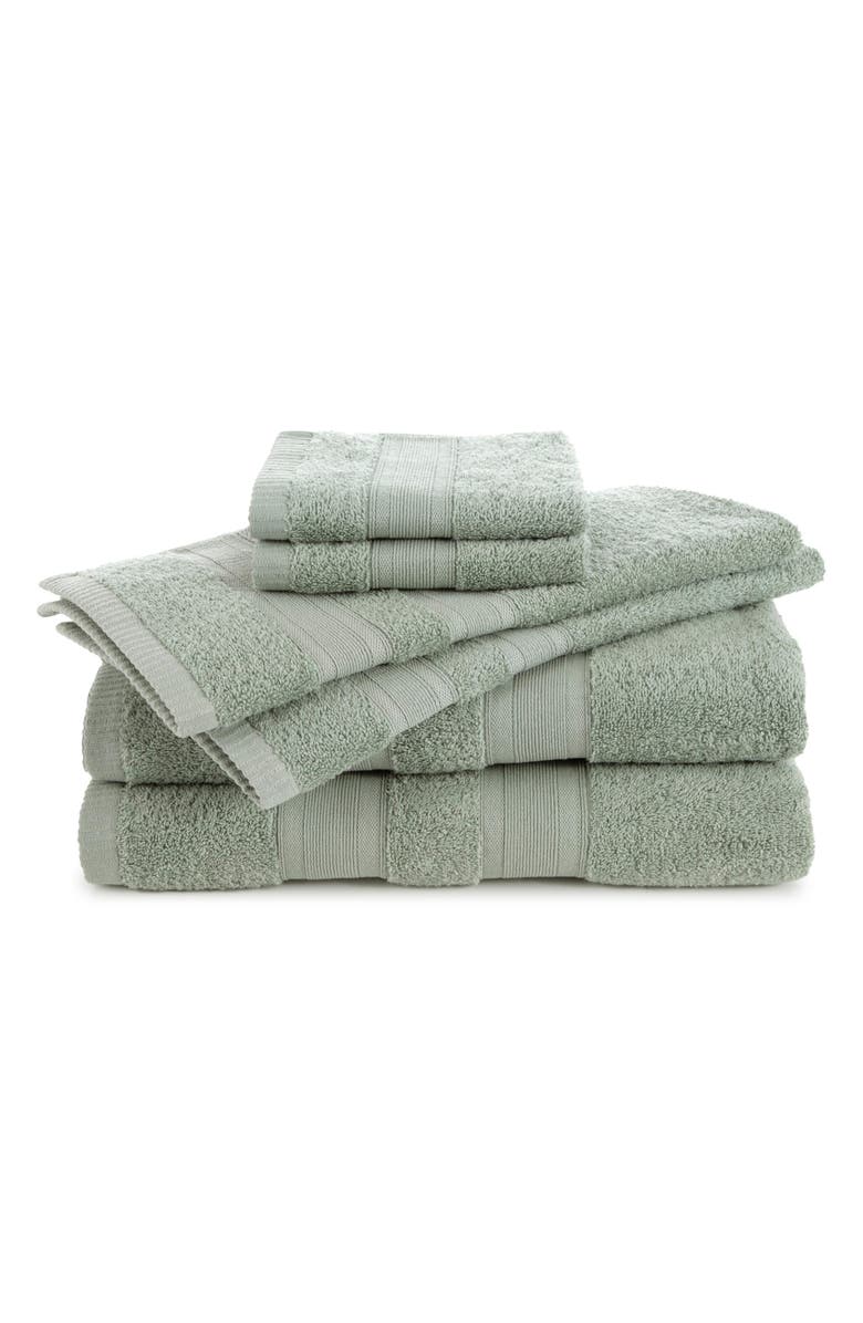 Martex Low Lint 6-Pack Bath Towel Set, Main, color, Moss Green