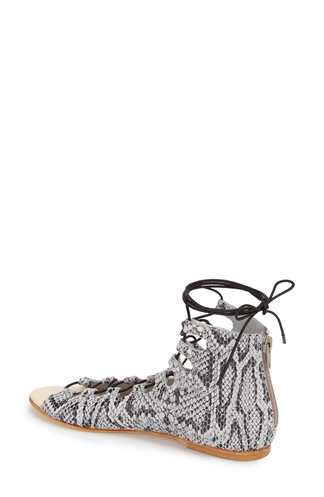 'Farrel' Lace-Up Sandal, Alternate, color, WHITE LEATHER