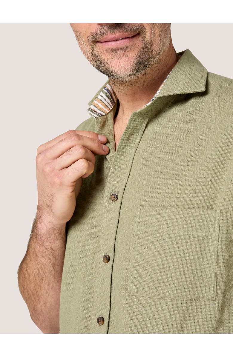 Koy Clothing Cotton Short Sleeve Sack Weave Shirt, Alternate, color, Olive