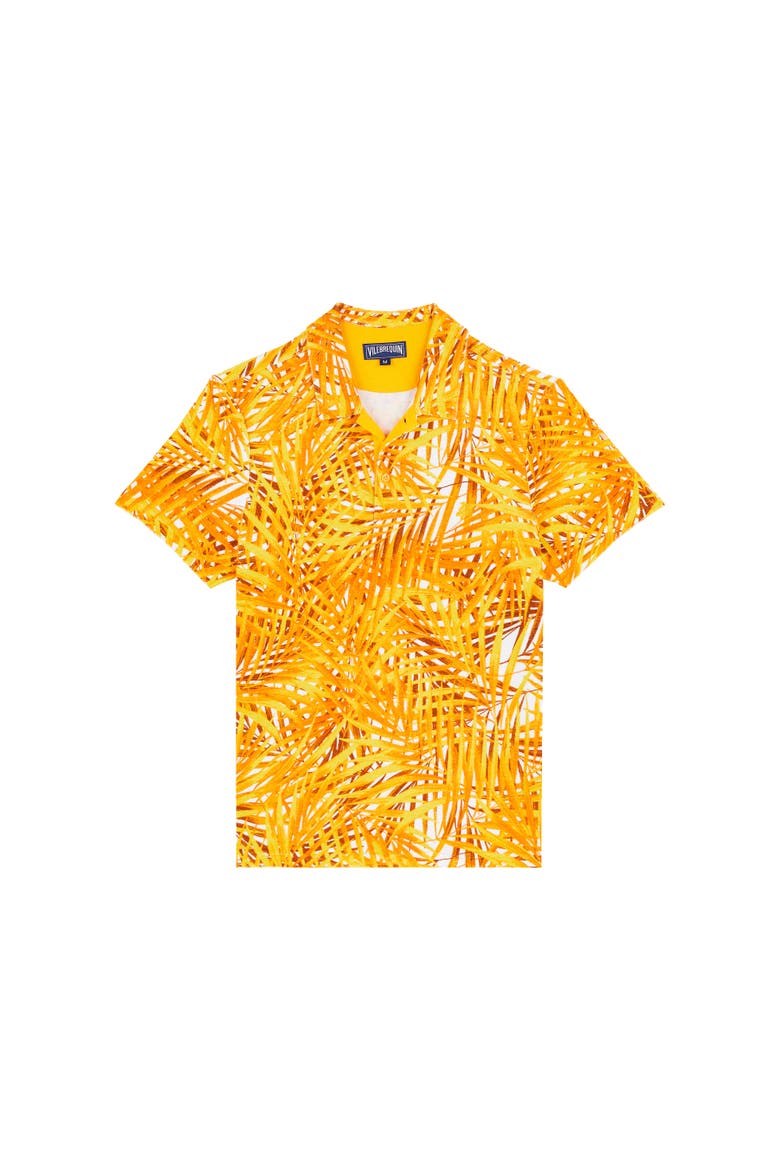 Men's Palm Leaves Printed Terry Polo, Alternate, color, MANGUE