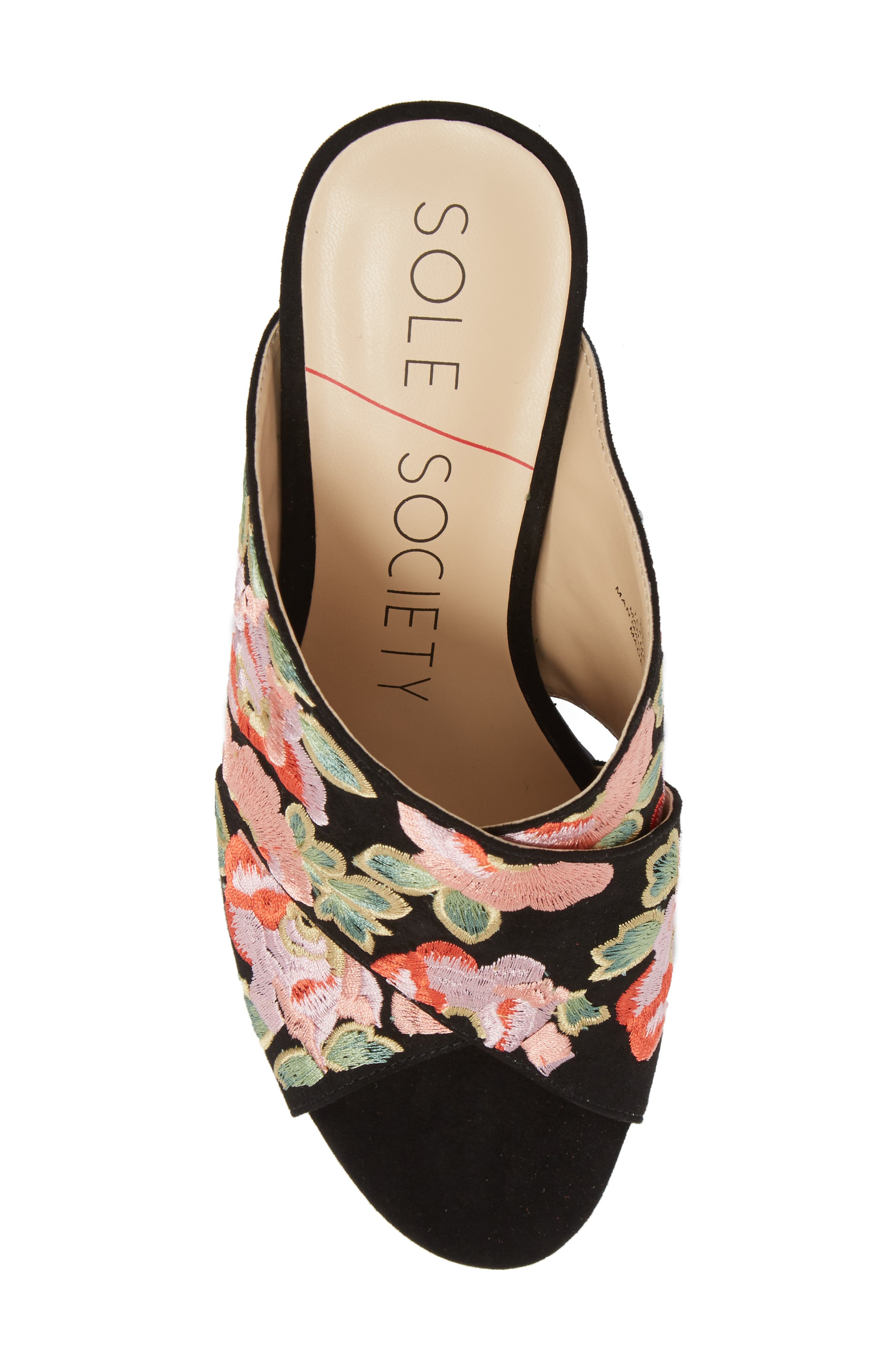 Sole Society Luella Flower Embroidered Slide, Alternate, color, 
