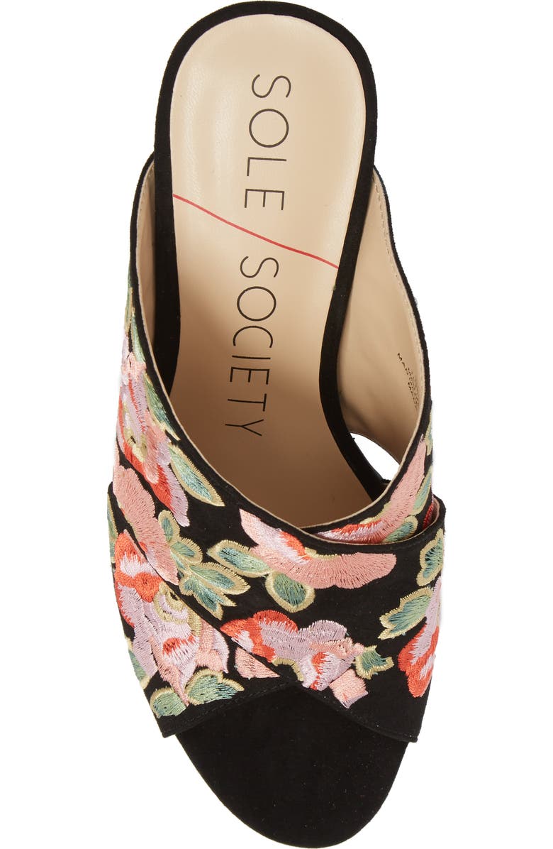 Sole Society Luella Flower Embroidered Slide, Alternate, color,