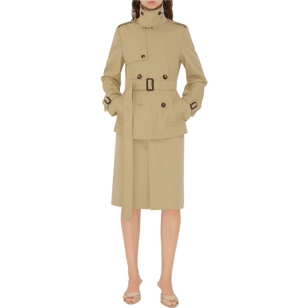 Burberry Cotton Blend Trench Jacket In Neutral