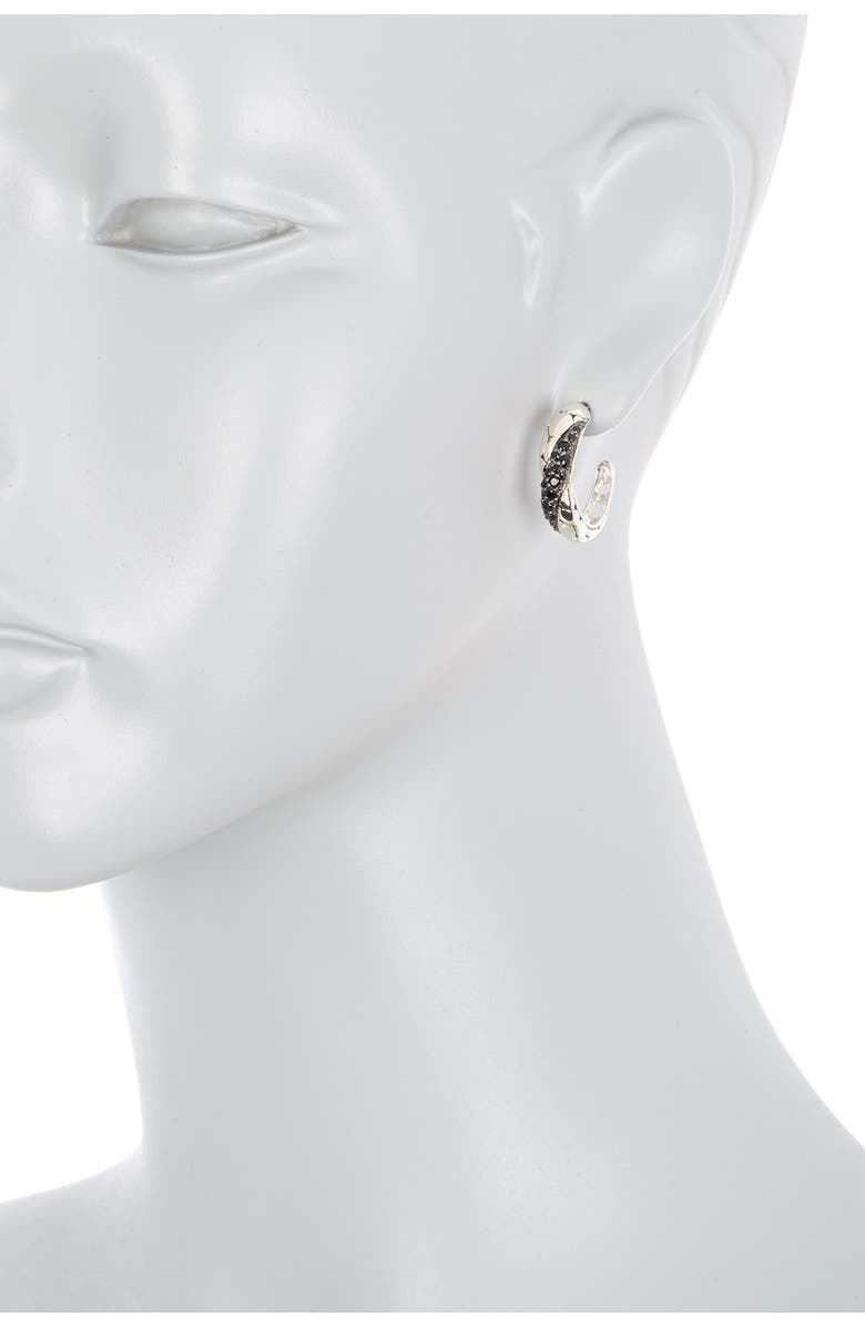 John Hardy Kali Arus Sterling Silver Black Sapphire Hoop Earrings, Alternate, color,