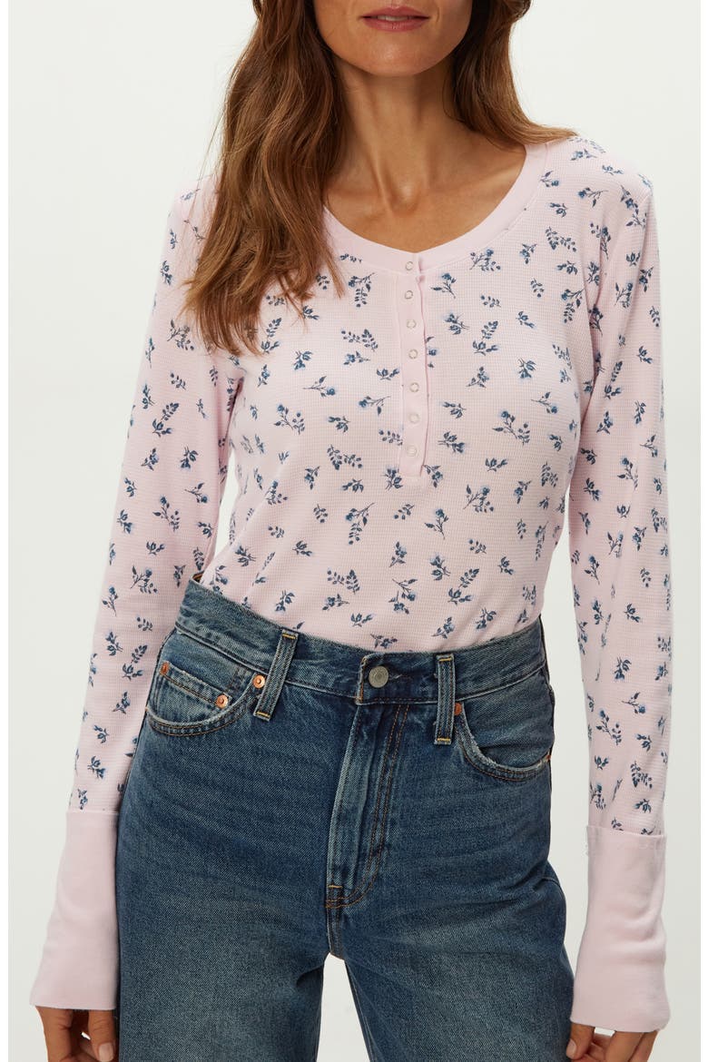 Regan Floral Waffle Knit Henley, Main, color, ROSEWATER
